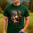 Boston Terrier Mona Lisa Painting Art Dog Mom Dad For Men Women Kids Men's Casual T-Shirt Forest