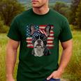Boston Terrier Patriotic 4th Of July USA American Flag Men's Casual T-Shirt Forest