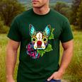 Boston Terrier In Red Day Of The Dead Sugar Skull Dog Men's Casual T-Shirt Forest