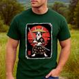 Boston Terrier Samurai Ninja Vintage Anime Japanese Ukiyo-e Men's Casual T-Shirt Forest