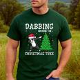 Boston Terrier Santa Hat Dabbing Around The Christmas Tree Men's Casual T-Shirt Forest