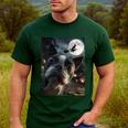 Boston Terrier Selfie Full Moon Flying Witch Halloween Dog Men's Casual T-Shirt Forest