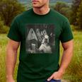 Boston Terrier Selfie With Ghosts Halloween Dog Lover Men's Casual T-Shirt Forest