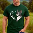Boston Terrier Shirts For Women Girls Kids Heart Cute Men's Casual T-Shirt Forest