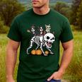 Boston Terrier Skeleton Mummy Witch Halloween Men's Casual T-Shirt Forest