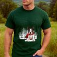 Boston Terrier In The Snow Merry Christmas Winter Men's Casual T-Shirt Forest