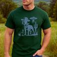 Boston Terrier UFO Cowboy Dog Dog Mom Dog Dad Alien Dog Men's Casual T-Shirt Forest
