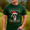 Boston Terrier Ugly Christmas Sweater Xmas For Adults Kids Men's Casual T-Shirt Forest