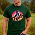 Boston Terrier Wearing A Cowboy Hat On T-Rex Men's Casual T-Shirt Forest