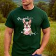 Brown Boston Terrier With Flowers And Feathers Men's Casual T-Shirt Forest