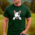 Bull Terrier Pocket Bull Terrier Peeking Out Pocket Men's Casual T-Shirt Forest