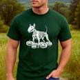 Bull Terrier Skeleton Birthday Halloween Kids Men's Casual T-Shirt Forest