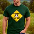 Caution Sign Boston Terrier Dog Bostie Puppy Men's Casual T-Shirt Forest