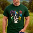 Celebration Event Birthday Party Boston Terrier Men's Casual T-Shirt Forest