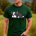 Cute Boston Terrier Boston Mama Men's Casual T-Shirt Forest