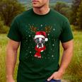 Family Matching Reindeer Xmas Boston Terrier Christmas Men's Casual T-Shirt Forest