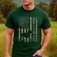 Frenchton Dad French Bulldog Boston Terrier Camo USA Flag Men's Casual T-Shirt Forest