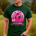 Ghost And Witch Boston Terrier Dog In October We Wear Pink Men's Casual T-Shirt Forest