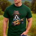 Guitar Shirt Boston Terrier Dog Playing Acoustic Guitar Men's Casual T-Shirt Forest