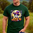 Halloween Boston Terrier Dog Breed With Jack O' Lantern Art Men's Casual T-Shirt Forest