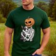 Halloween Skeleton Boston Terrier Men's Casual T-Shirt Forest