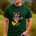 Hawaiian Boston Terrier & Pineapple Ukulele Summer Vacation Men's Casual T-Shirt Forest