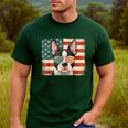 Patriotic Boston Terrier Dog Lover USA Flag 4th Of July For Men Women Kids Men's Casual T-Shirt Forest