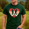 Retro Heart Boston Terrier Dog Vintage Valentine Men's Casual T-Shirt Forest