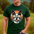 Retro Sunset Sunglasses Boston Terrier Boston Bull Bostie Men's Casual T-Shirt Forest