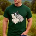 Sleepy Boston Terrier Pajama Men Women Kids Men's Casual T-Shirt Forest