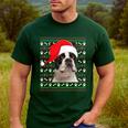 Ugly Xmas Sweater Santa Boston Terrier Dog Christmas For Men Women Kids Men's Casual T-Shirt Forest