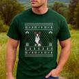 Ugly Xmas Sweater Style Boston Terrier Reindeer Christmas Men's Casual T-Shirt Forest