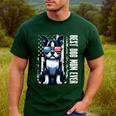 USA Flag Boston Terrier Best Dog Mom Ever 2025 Men's Casual T-Shirt Forest