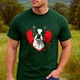 Valentine's Day Boston Terrier Dog Men's Casual T-Shirt Forest
