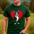 Valentine's Day Boston Terrier Lover Men's Casual T-Shirt Forest