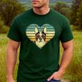 Vintage American Boston Terrier Lovers Valentine's Day Men's Casual T-Shirt Forest