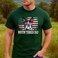 Vintage Boston Terrier Dad American Flag Father's Day Men's Casual T-Shirt Forest