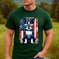 Vintage Boston Terrier Dog American USA US Flag Pets Lovers Men's Casual T-Shirt Forest