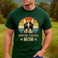 Vintage Boston Terrier Mom Dog Lovers Mother's Day Men's Casual T-Shirt Forest