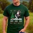 Xmas Tree Lighting Santa Riding Boston Terrier Christmas Men's Casual T-Shirt Forest