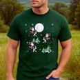 Xmas Tree Santa Riding Boston Terrier Christmas Men's Casual T-Shirt Forest