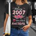 19歳 2007年2月 花柄 19歳 誕生日 男性 女性 Tシャツ 彼女への贈り物