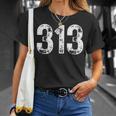 313 市外局番デトロイトmi 携帯電話 エリアコード 313 Tシャツ 彼女への贈り物