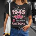 81歳 1945年2月 花柄 81歳 誕生日 男性 女性 長袖tシャツ Tシャツ 彼女への贈り物