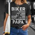 Biker Papa Us Flag Motorcycle Patriot Dad Daddy Grandpa Men T-Shirt Gifts for Her