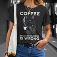 Black Cat Drinking Coffee Because Murder Is Wrong Retro For Women T-Shirt Gifts for Her Black Cat Drinking Coffee Because Murder Is Wrong Retro For Women T-Shirt Gifts for Her