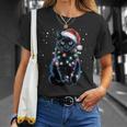 Chat Noir Guirlande Lumineuse Du Père Noël Chat Du Père Noël Manche Longue T-Shirt Cadeaux pour elle
