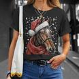 Cheval Enneigé Avec Bonnet De Père Noël D'hiver T-Shirt Cadeaux pour elle