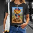 Cool Teddy Bear Baseball Player Illustration Graphic s Tシャツ 彼女への贈り物