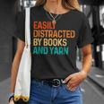 Easily Distracted By Books And Yarn Knitting T-Shirt Gifts for Her
